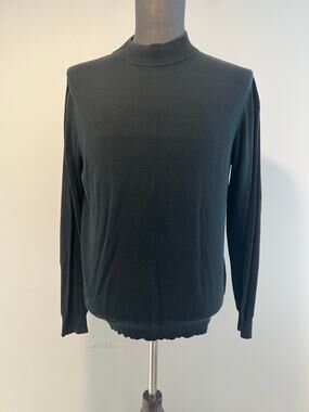 Raffi Linea Uomo Italy Mock Neck Sweater Cotton Modal Black Size Medium SG